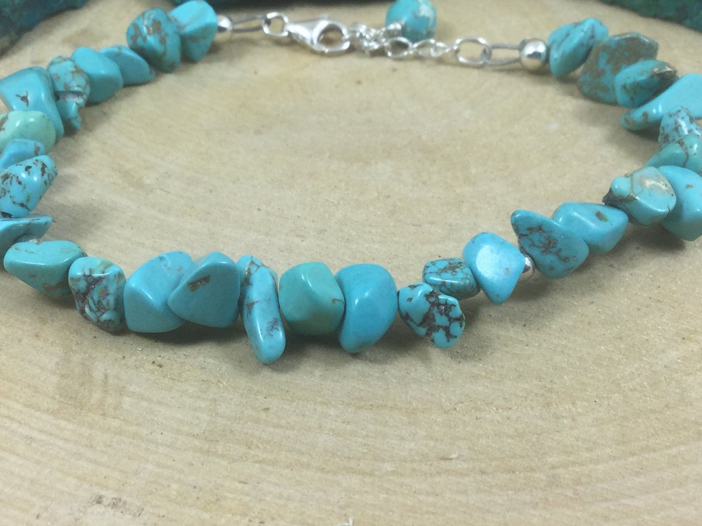 Adjustable Sterling Silver Genuine Gemstone Bracelet with Turquoise ( The Master Healer )