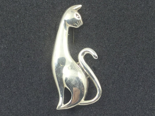 Vintage Silver Cat Pin