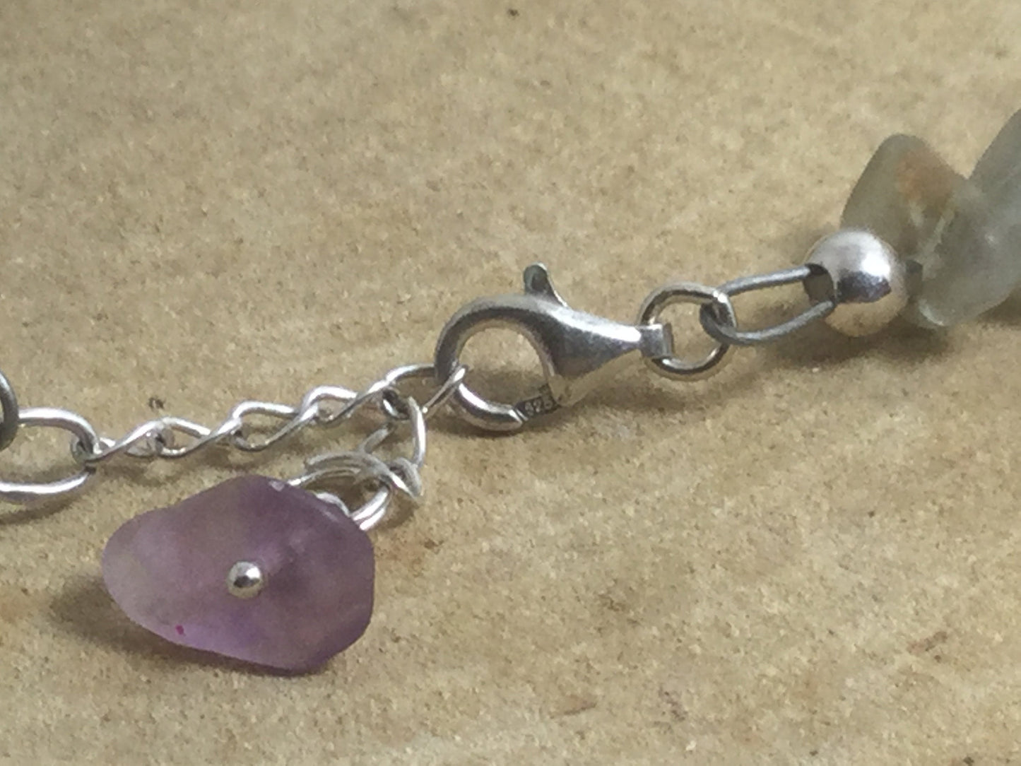 Adjustable Sterling Silver Genuine Gemstone Bracelet With Fluorite ( Stone Of Discernment & Aptitude )