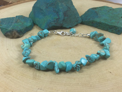 Adjustable Sterling Silver Genuine Gemstone Bracelet with Turquoise ( The Master Healer )