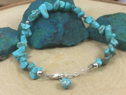 Adjustable Sterling Silver Genuine Gemstone Bracelet with Turquoise ( The Master Healer )