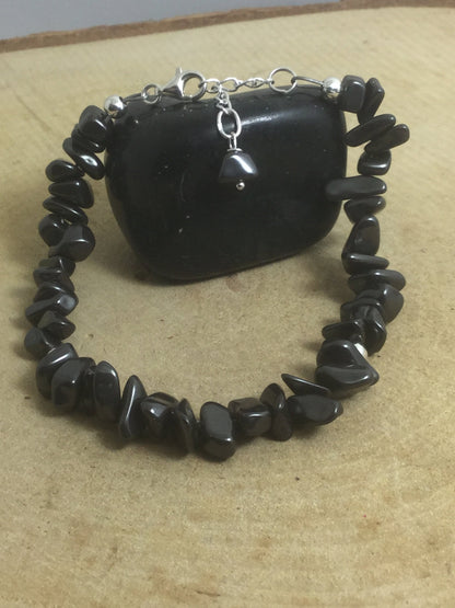 Adjustable Sterling Silver Genuine Gemstone Bracelet With Hematite ( Stone For The Mind )