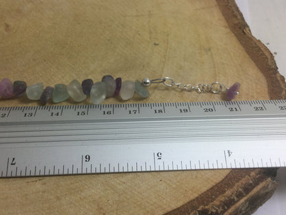 Adjustable Sterling Silver Genuine Gemstone Bracelet With Fluorite ( Stone Of Discernment & Aptitude )