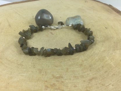 Adjustable Sterling Silver Genuine Gemstone Bracelet With Labradorite ( Temple Of The Stars )